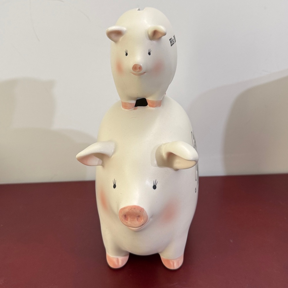 Funny His & Her Piggy Bank: Coin Drop Ceramic Novelty Bank - Picture 3 of 7